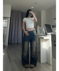 Quần jean bò ống xuông nữ xuông style Hàn Quốc